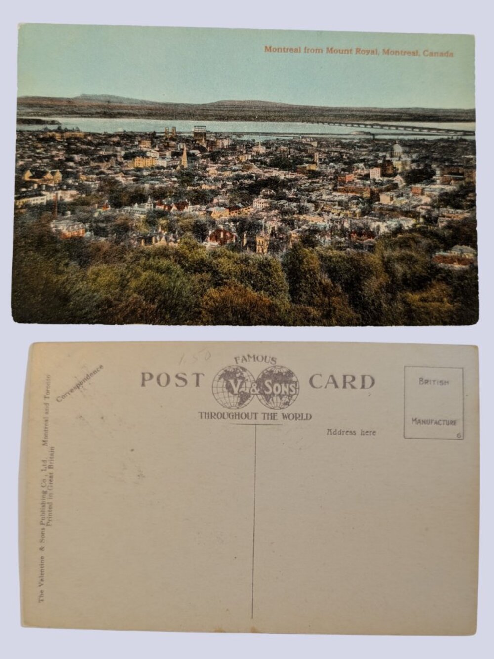 POSTCARD SALE 10/$20 Montreal 1900s Blank View from Mount Royal Quebec Postcard